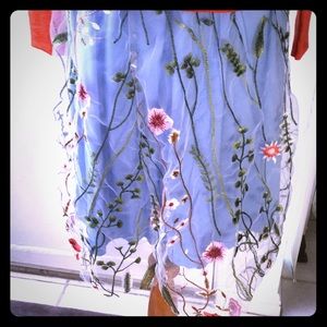 Embroidered gauze skirt